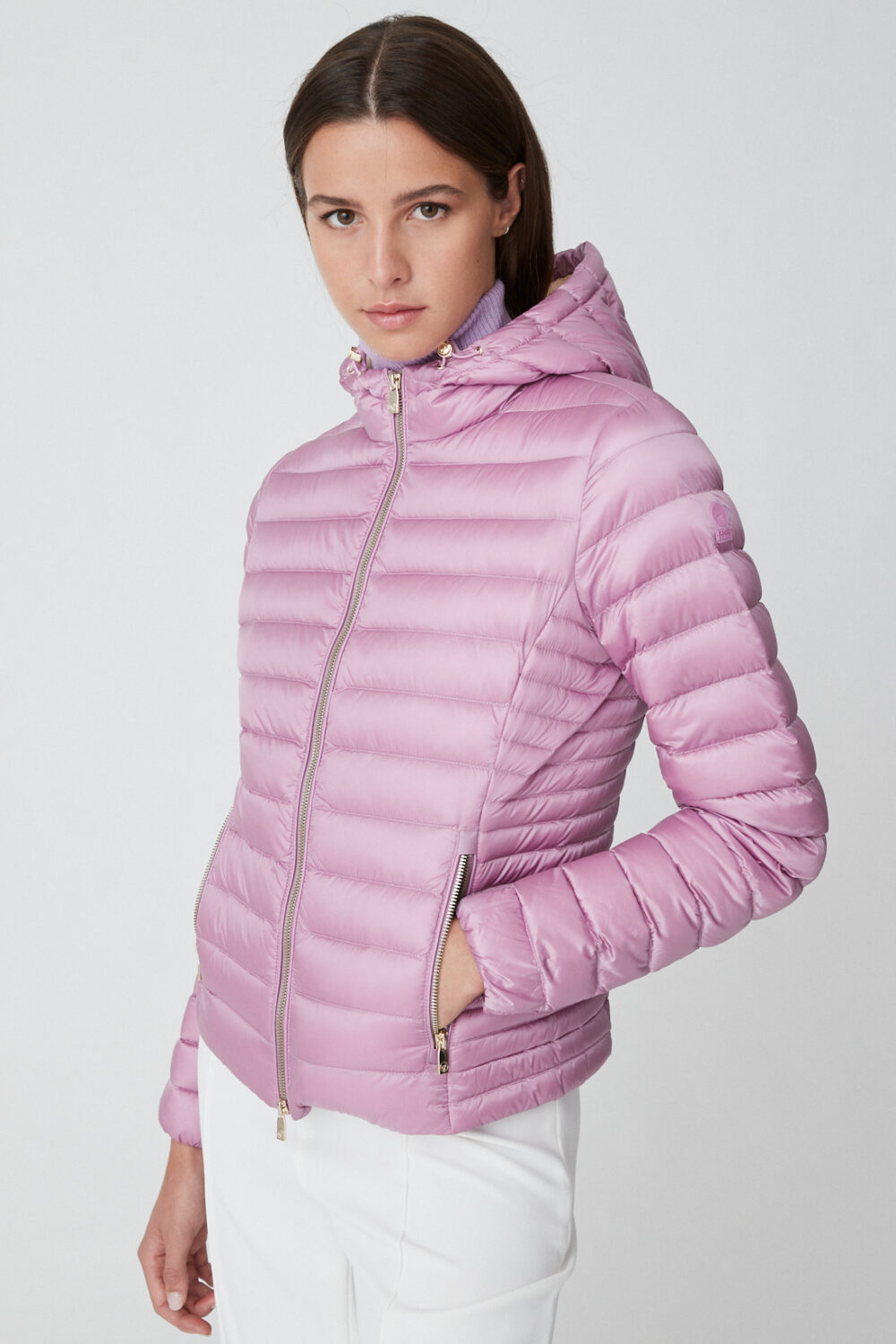 AGHATA - Lilac hooded down jacket | Ciesse Piumini