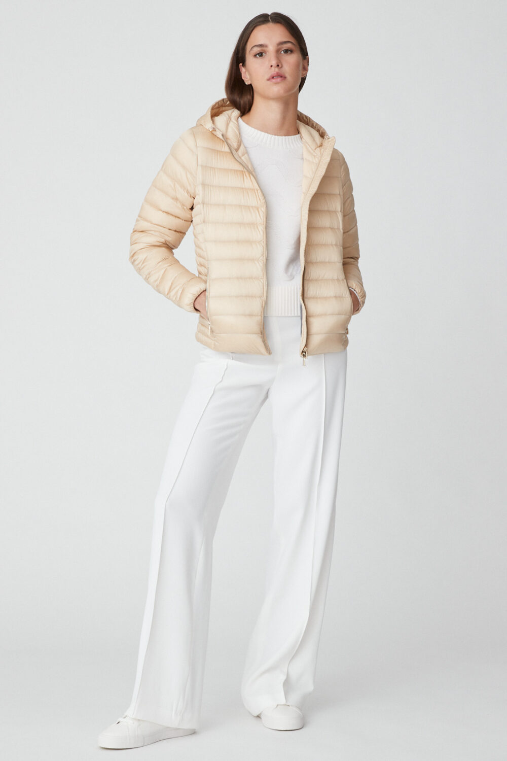 AGHATA - Beige hooded down jacket | Ciesse Piumini